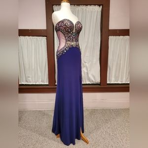 Purple Beaded top Gown with Slit